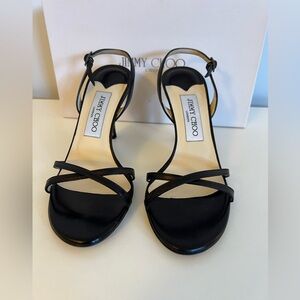 Brand new Jimmy Choo Black Nappa Leather Crossover Slingback, Size 6